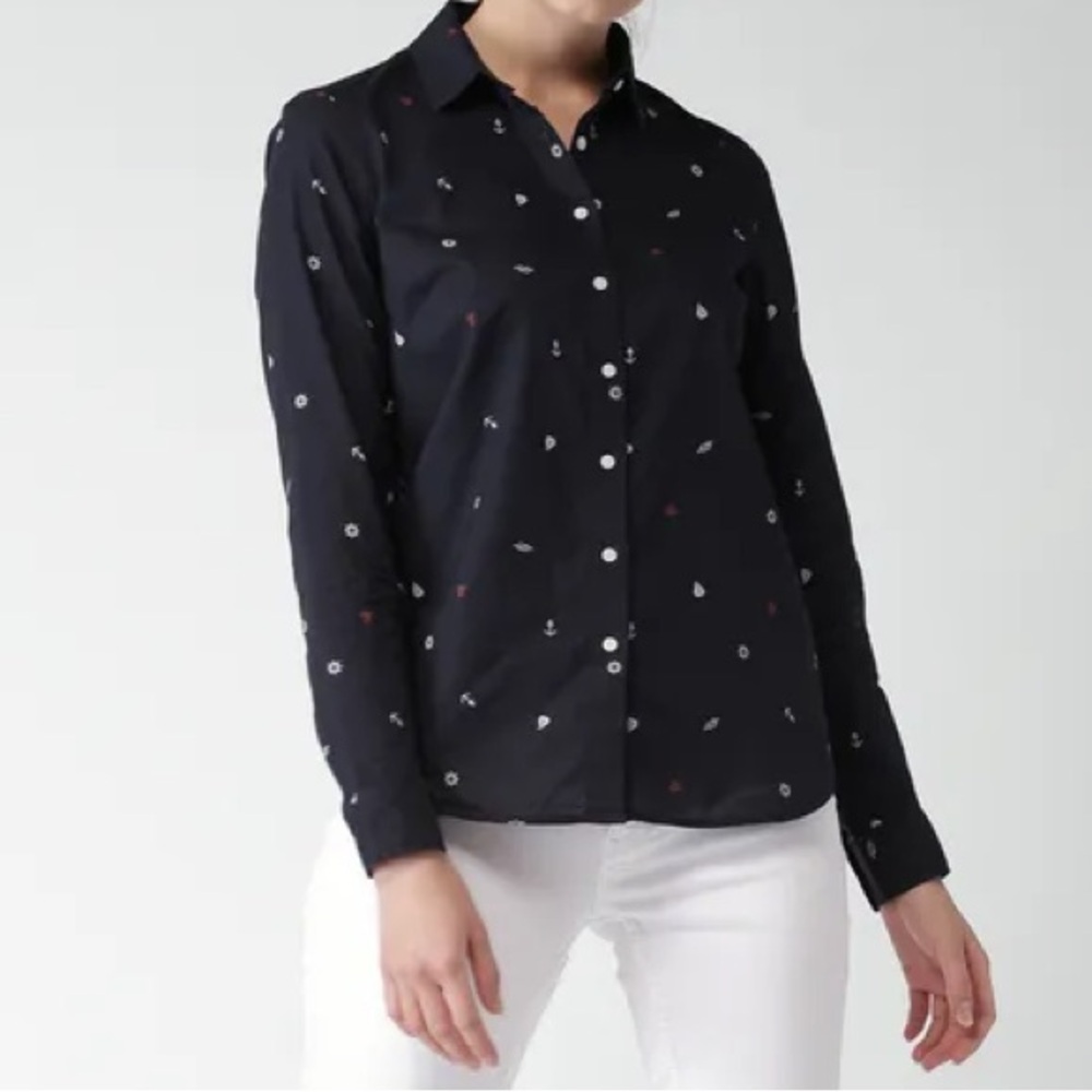 Tommy Hilfiger Navy Button-Down Shirt with Nautical Motif